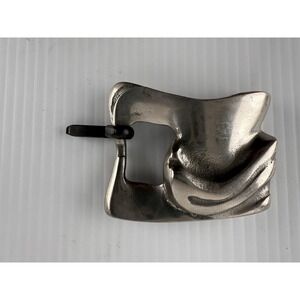 Vtg Ilana Goor, Israel Artist, Silver Tone Abstract Tongue Buckle Brutalist